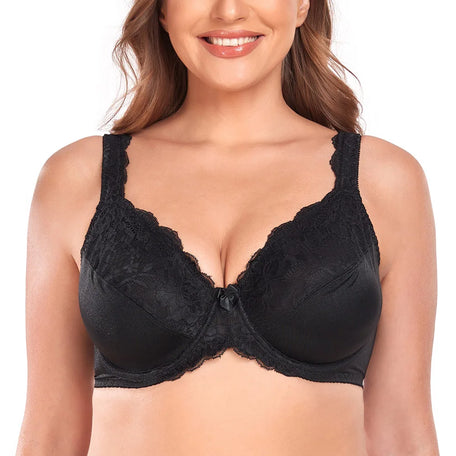 LuxeCurve Lace Minimiser Bra – Full Cup Plus Size Support (36C–50J)