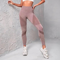 High-Waisted Booty-Lifting Leggings – Striped Mesh Gym & Running Tights