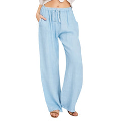 Women's High-Waisted Cotton Linen Wide-Leg Trousers – Casual Loose Fit