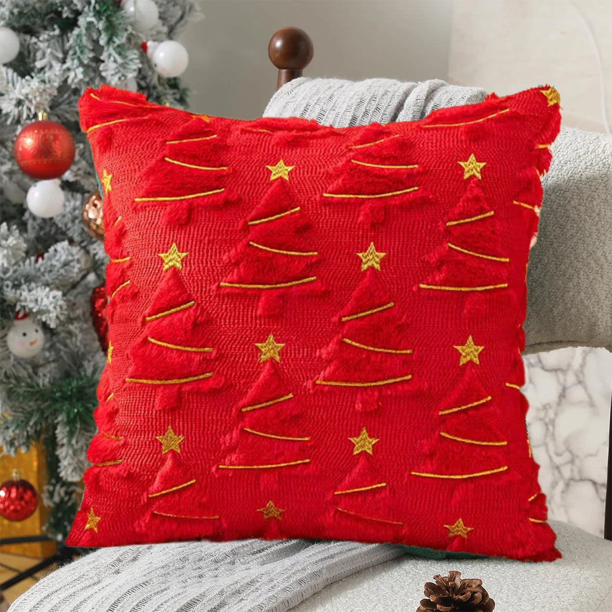 Plush Christmas Tree Cushion Cover, 45 x 45cm