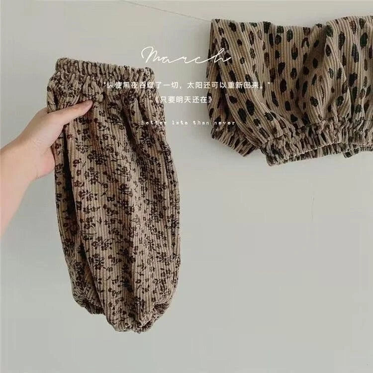 Girls' Leopard Print Loose Trousers