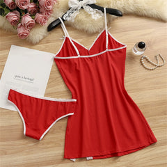 Lace Trim Nightgown & Panties Lingerie Set