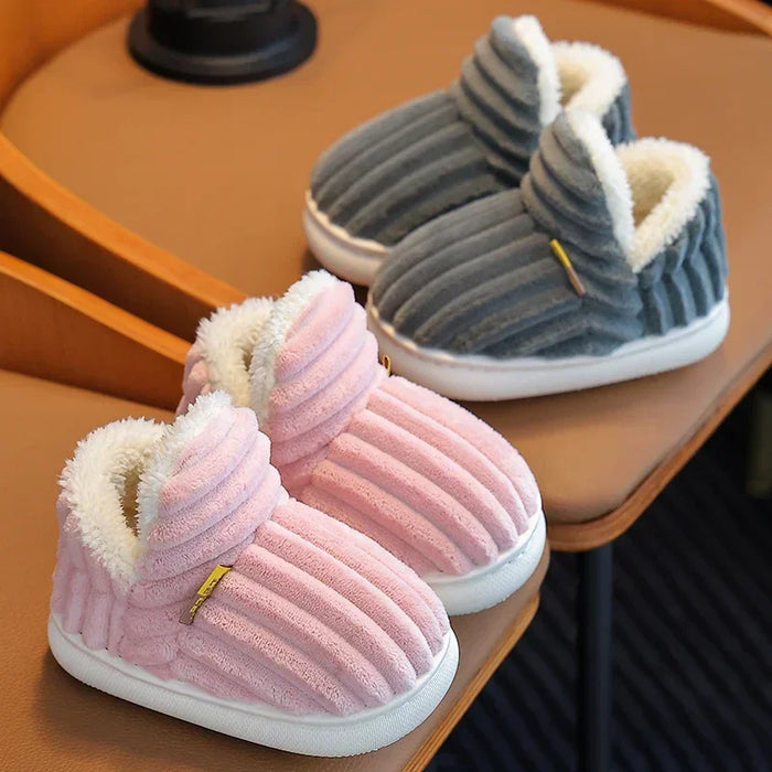 Kids' Striped Plush Slippers