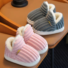 Kids' Striped Plush Slippers