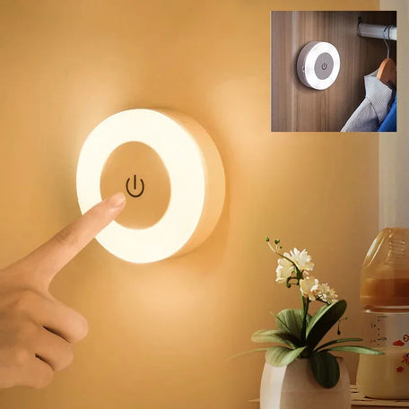 Portable LED Night Light – USB Rechargeable, Touch Control, Warm Ambience