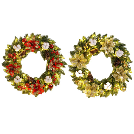 Spruce Pinecone LED Christmas Wreath Decor