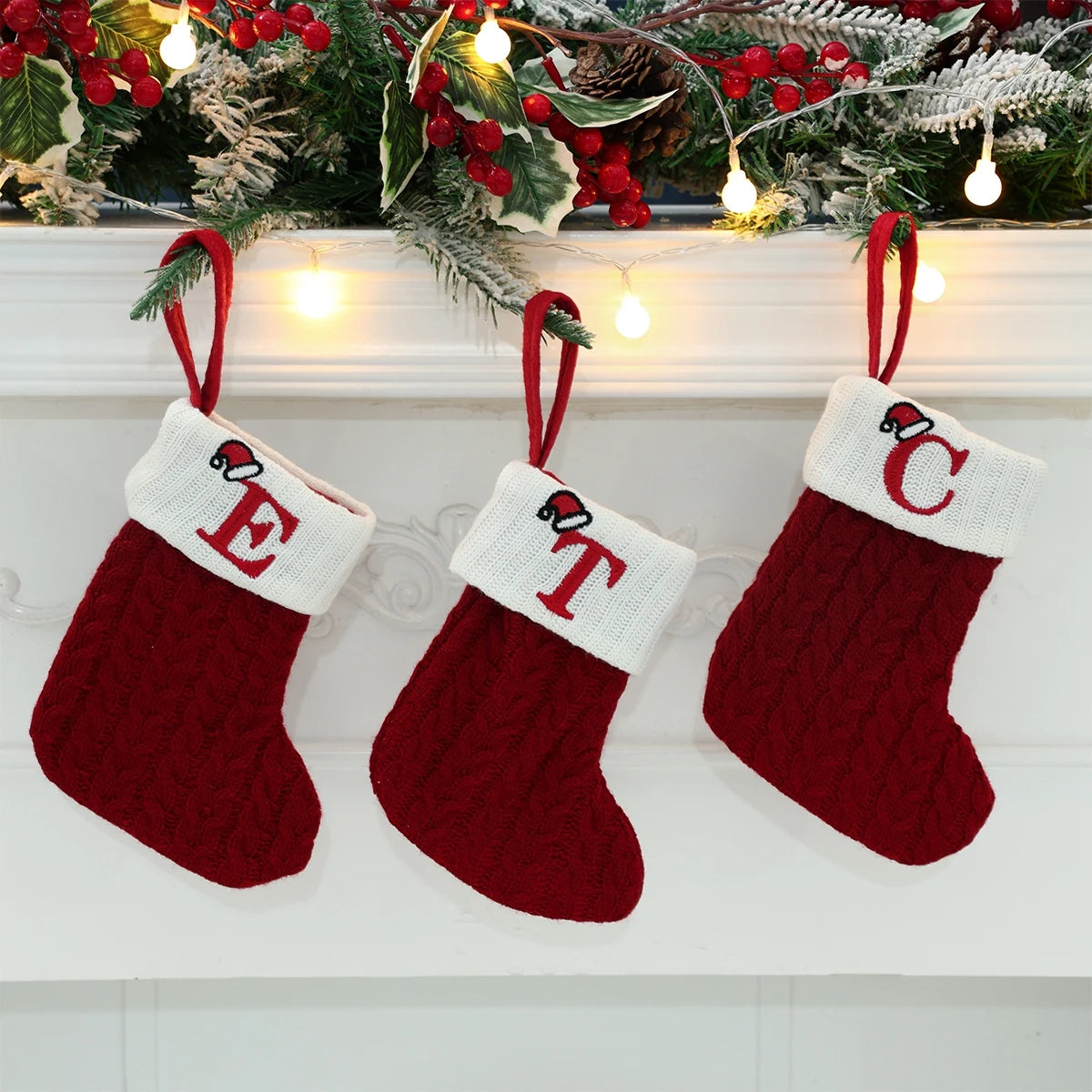 Mini Knitted Letter Stocking Decoration