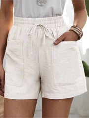 Women’s High-Waisted Linen Shorts – Casual Summer Sweatshorts with Pockets