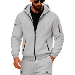 Fleece Zipper Arm Pocket Men's Hoodie