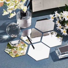 Hexagon Acrylic Mirror Wall Stickers – Self-Adhesive Decorative Tiles