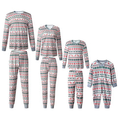 Matching Family Christmas Pyjamas, Red Fair Isle Reindeer Print
