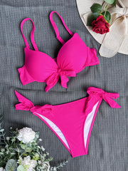 Sexy Front Bow Push-Up Bikini Set – High-Waist Two-Piece Swimsuit