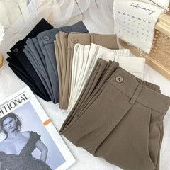 Women's High-Waisted Harem Trousers – Smart Casual Office Suit Pants