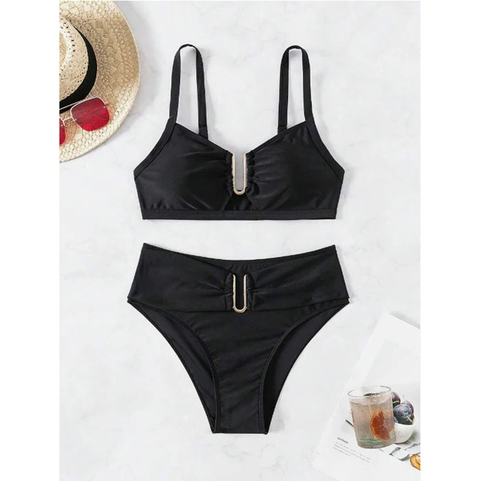 Push-Up High Waist Bikini Set, Elegant Backless Two-Piece Swimsuit for Women, image 2