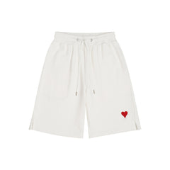 Men’s Designer Heart-Print Jogger Shorts – Hip Hop Casual Streetwear