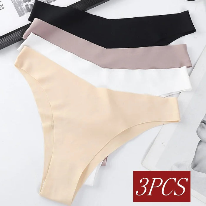 3-Pack Seamless V-Shaped Panties, Glossy, Quick-Drying & Invisible Underwear for Women, image 2