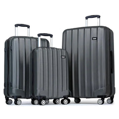 Kono 3-Piece ABS Hard Shell Luggage Set – Lightweight with 360° Spinner Wheels