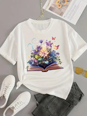 Love Letter Print Graphic T-Shirt – Casual Short Sleeve Women’s Tee