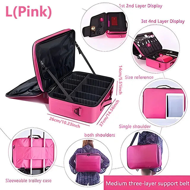 Large Makeup Case with Adjustable Dividers