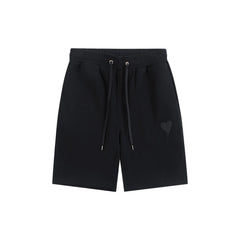 Men’s Designer Heart-Print Jogger Shorts – Hip Hop Casual Streetwear