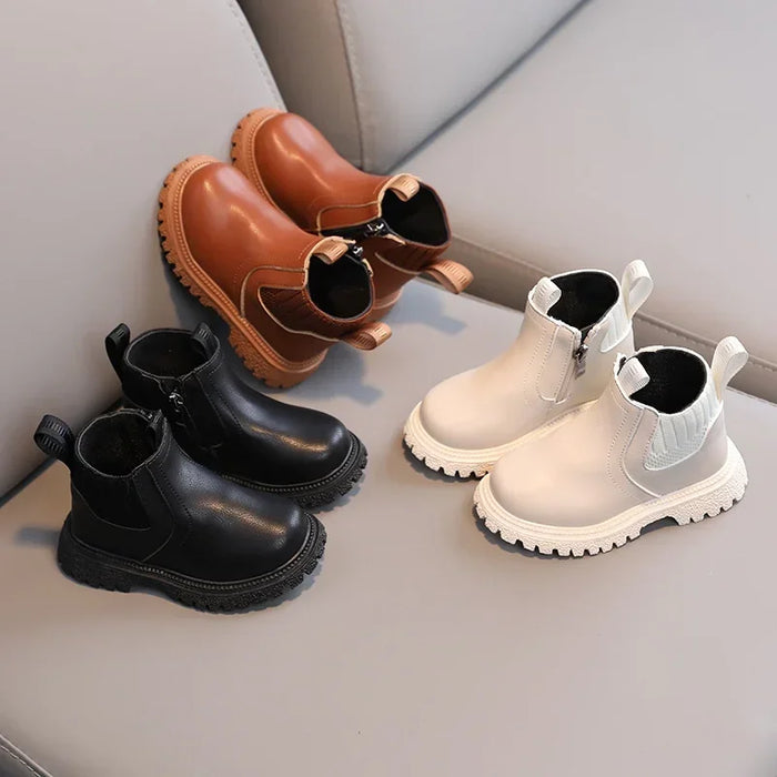 Kids' Faux Leather Short Boots