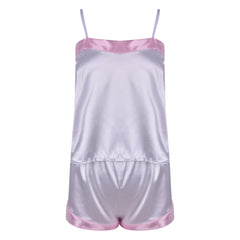 Lace Trim Satin Pyjama Set