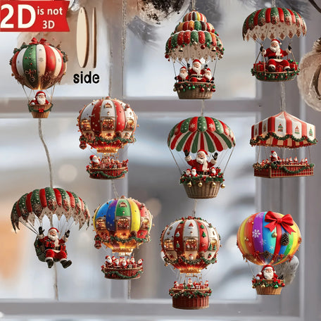 Wooden hot air balloon ornaments, Set of 10
