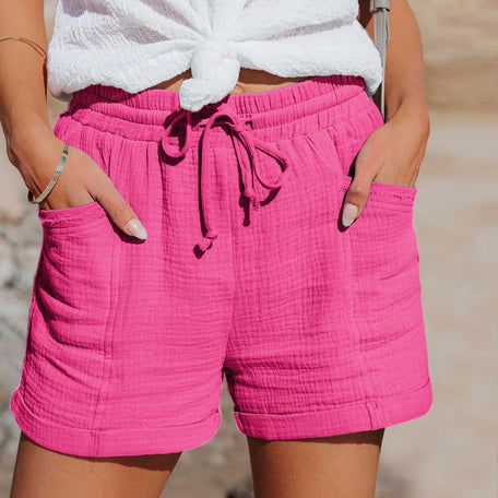 Women's Cotton Linen High-Waisted Shorts – Breathable Summer Casual Wear