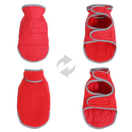 Reversible fleece dog coat, Red