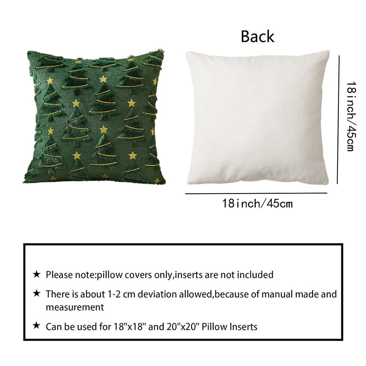 Plush Christmas Tree Cushion Cover, 45 x 45cm
