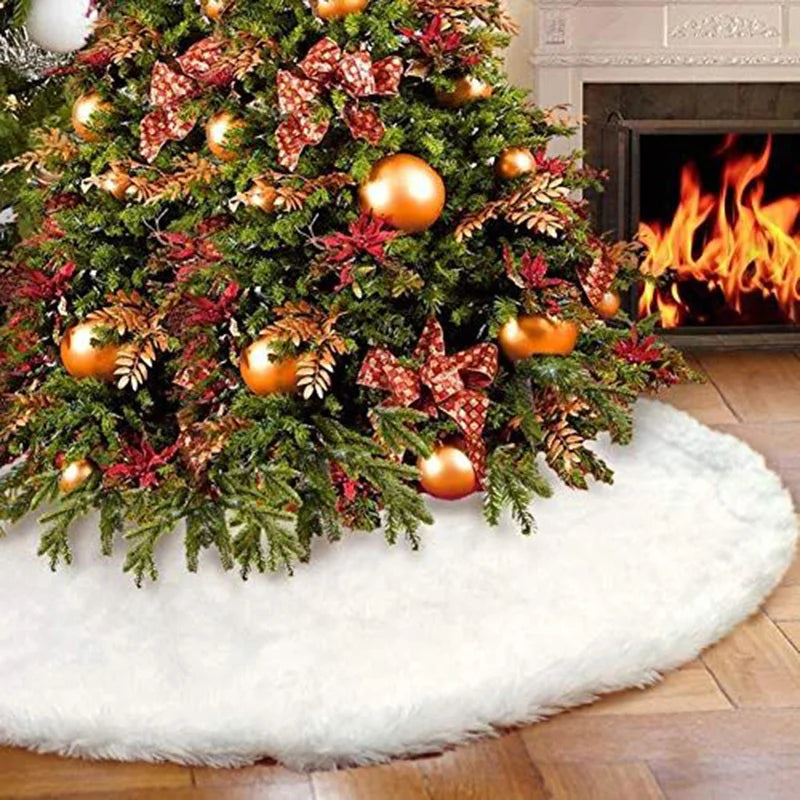White Faux Fur Christmas Tree Skirt, 78, 90 or 122cm