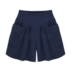 Women's Wide-Leg Casual Shorts – High Waist Loose Fit with Pockets
