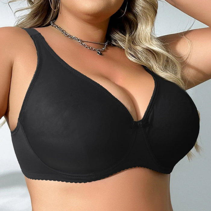 Beauwear Plus Size Underwire Bra, Seamless, Unlined Support for Fuller Busts, black