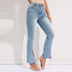 Retro Chic High-Waist Denim Trousers