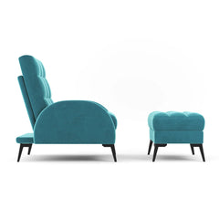 Green Frosted Velvet Recliner Armchair with Footstool – Luxury Lounge Chair