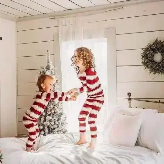 Striped Family Christmas Pyjamas Set - Festive and Cosy