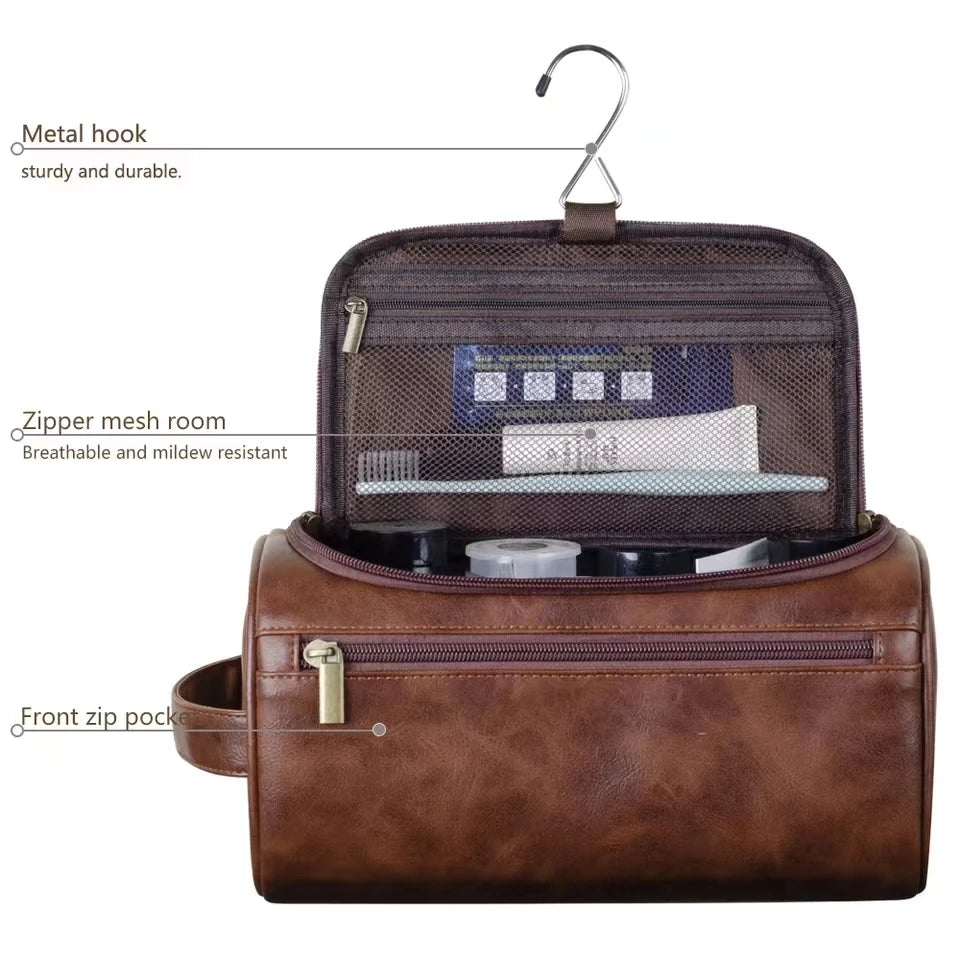 Hanging Toiletry Bag, Faux Leather or Canvas