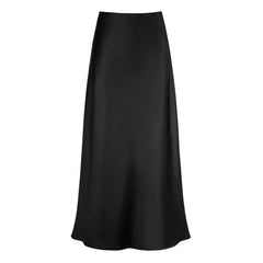 Women's Elegant Satin Fishtail Skirt – High Waist A-Line Office Wear