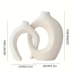 Set of 2 Hollow Ceramic Vases – Modern Nordic Boho Home Decor