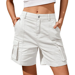 Women's Vintage Cargo Shorts – Low Waist Casual Summer Shorts with Pockets