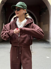 Women's Fleece Crop Hoodie and Joggers Set