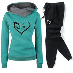 Women's Casual Tracksuit – Hooded Pullover & Sweatpants Set