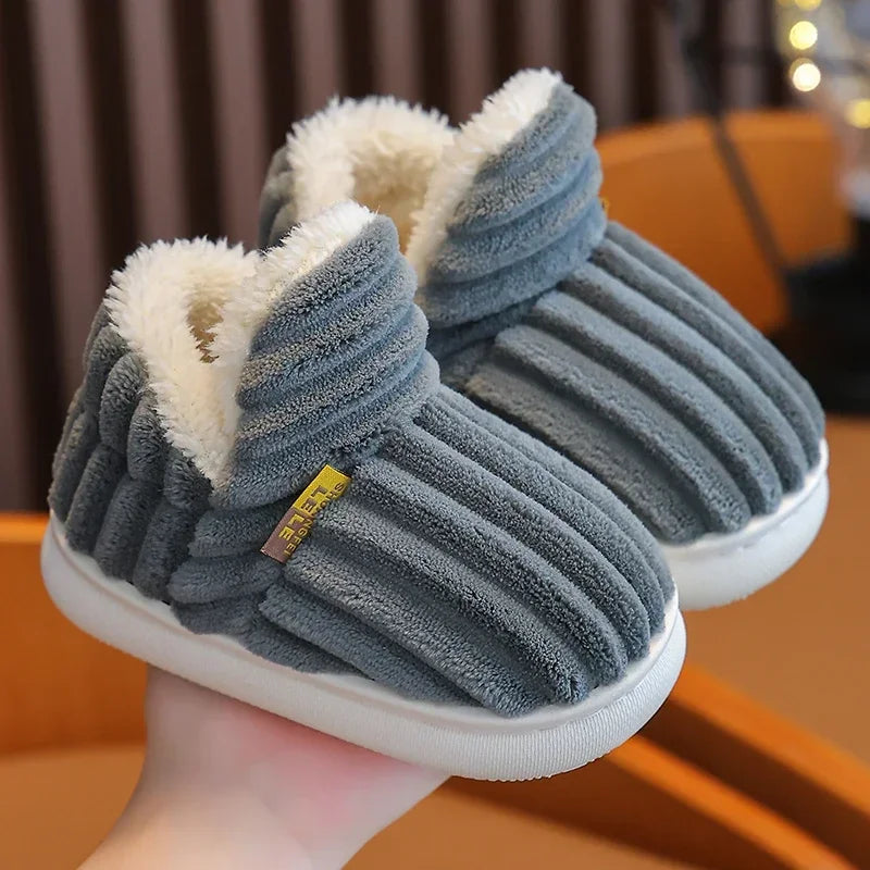 Kids' Striped Plush Slippers