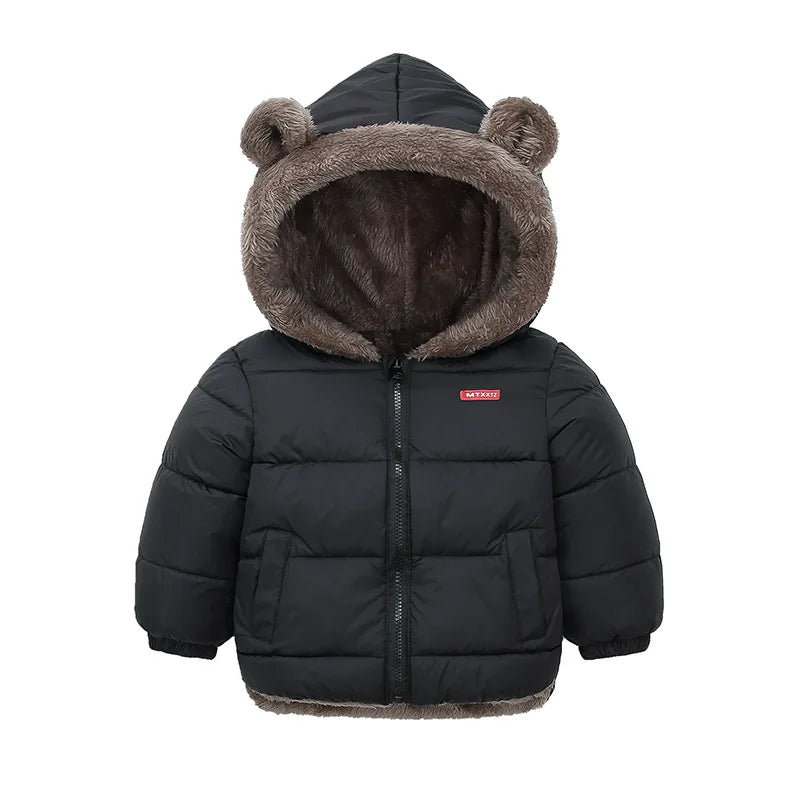Kids' Fleece Lined Puffer Jacket with Bear Ears