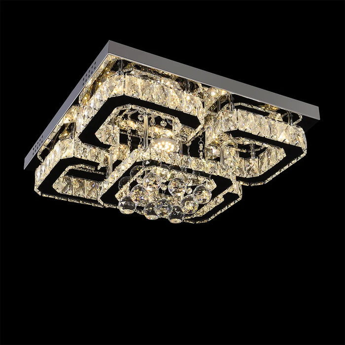 KOMORE Modern Crystal LED Flush Mount Ceiling Light, 68W, Dimmable, Cool White, image 2