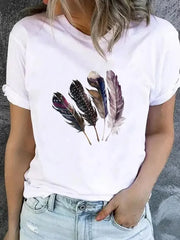 Trendy Graphic Print T-Shirt – Casual Short Sleeve Women’s Tee