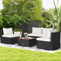GOFLAME 5-Piece PE Wicker Patio Set – Outdoor Conversation & Dining Set