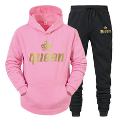 King & Queen Couple Tracksuit – Matching Hoodie & Joggers Set