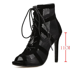 Elegance in Lace: Open Toe Heels