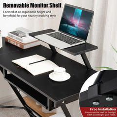 GOFLAME L-Shaped Computer Desk – Home Office Corner Workstation with Movable Stand